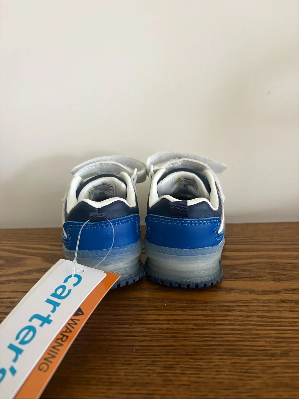 Carter's White and Navy Blue light up toddler Sneakers